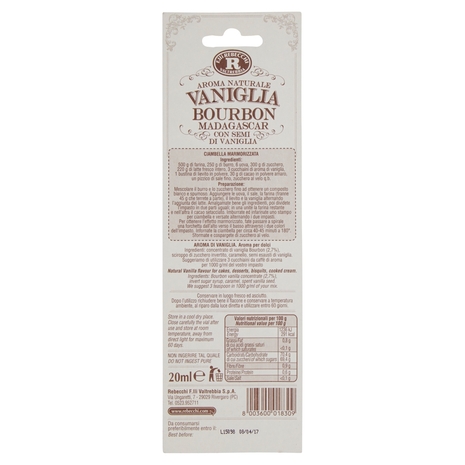 F.lli Rebecchi Valtrebbia Pasticceria Creativa Aroma Naturale Vaniglia Bourbon Madagascar 20 ml