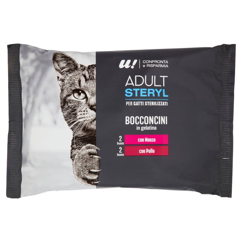 4 Bocconcini Gatto Sterilizzato in Gelatina U! Confronta e Risparmia