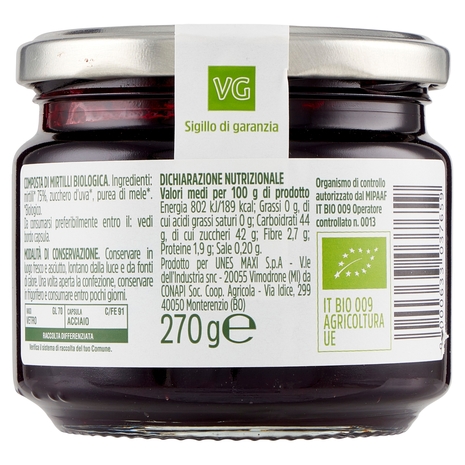 Composta di Mirtilli Senza Pectina Aggiunta BIO Il Viaggiator Goloso