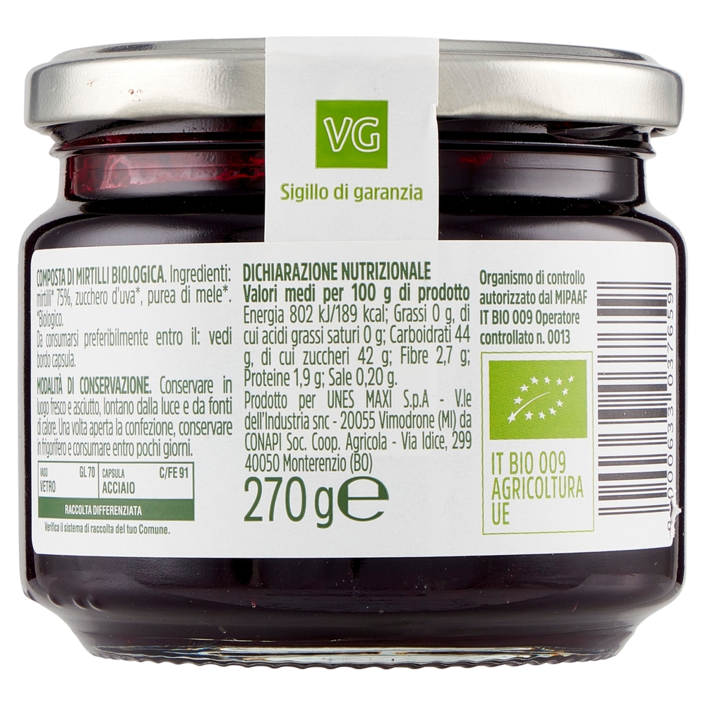 Composta di Mirtilli Senza Pectina Aggiunta BIO Il Viaggiator Goloso