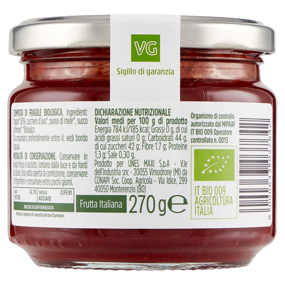Composta di Fragole Senza Pectina Aggiunta BIO Il Viaggiator Goloso