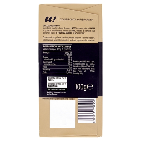 Cioccolato Bianco U! Confronta e Risparmia