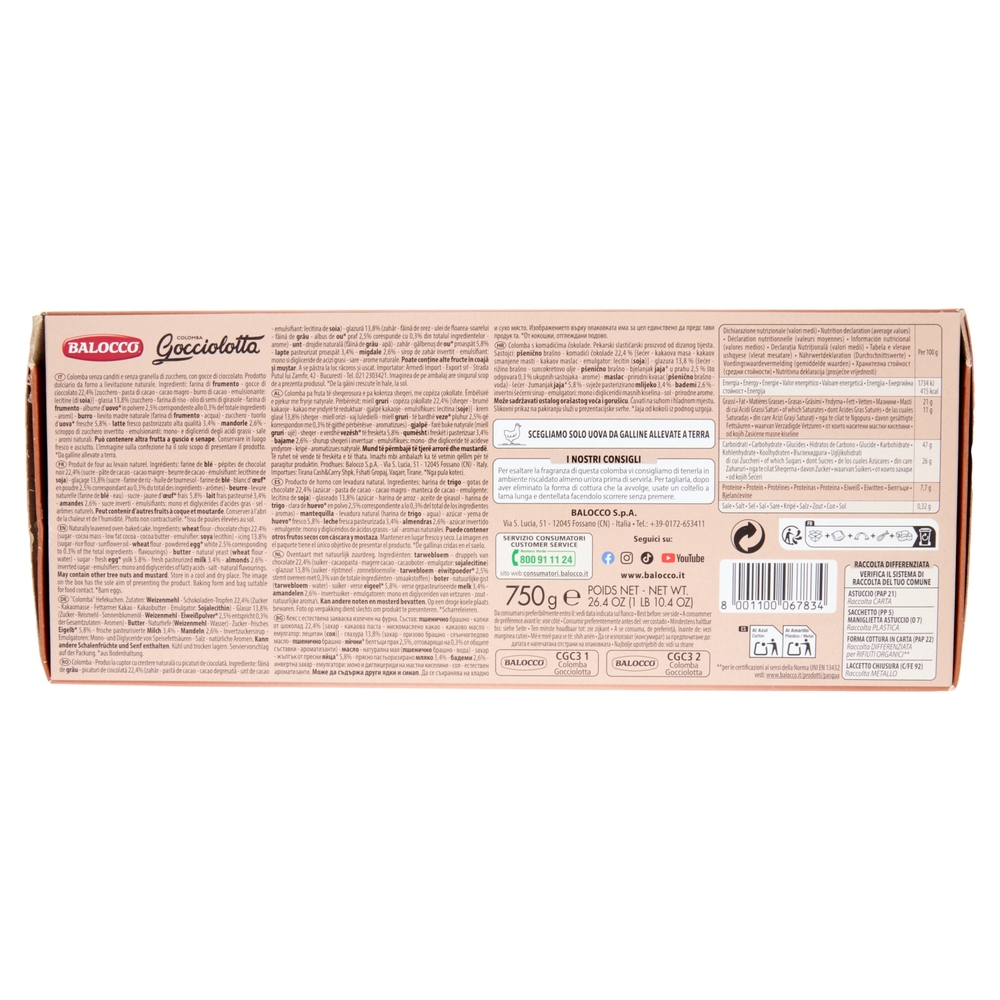 Balocco Gocciolotta Colomba & Cioccolato 750 g