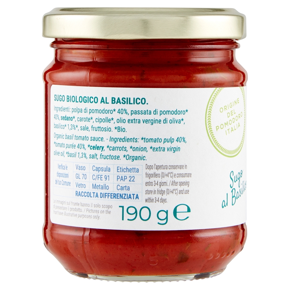 Bio Più Sugo al Basilico 190 g