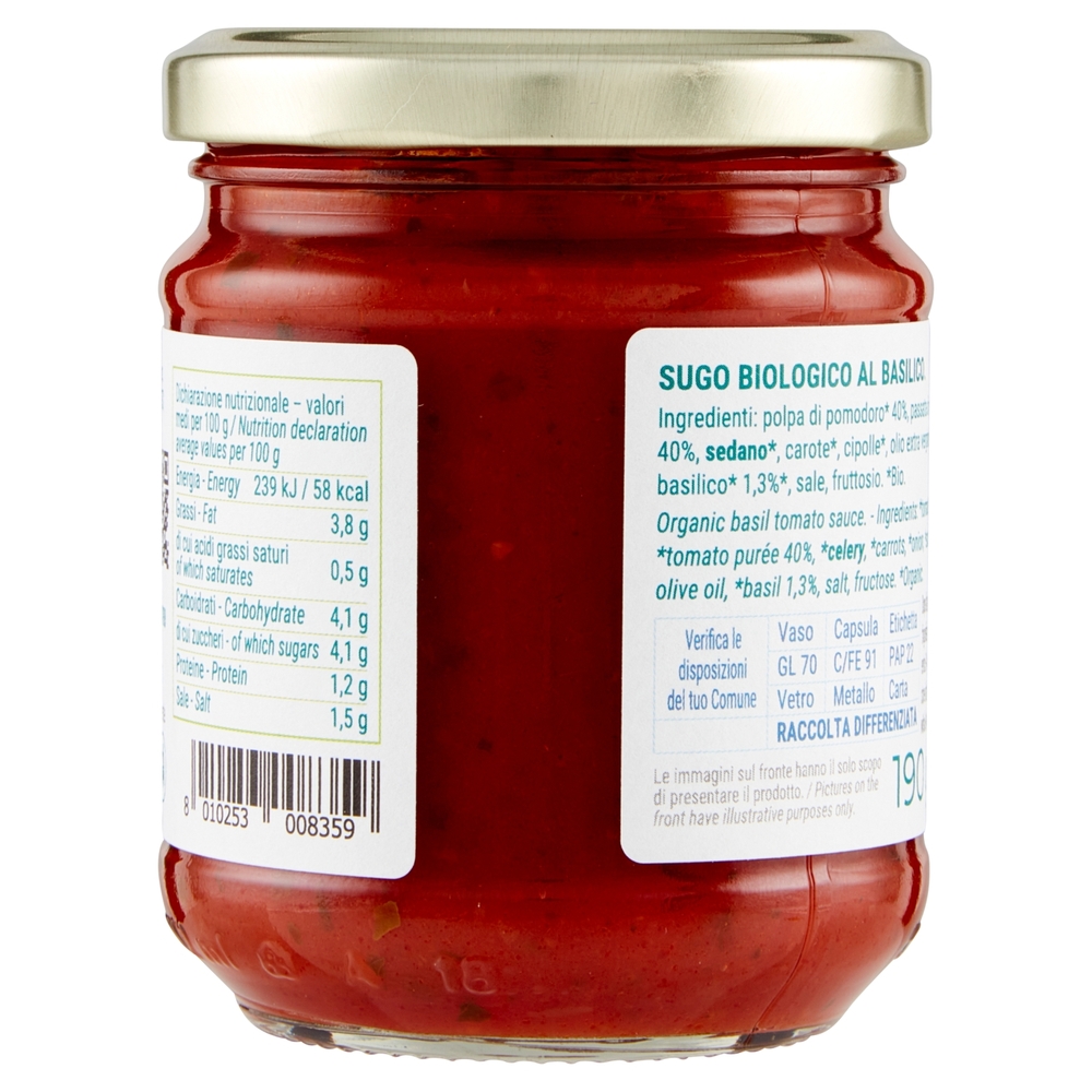 Bio Più Sugo al Basilico 190 g