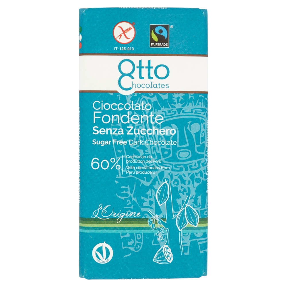 Otto Chocolates Cioccolato Fondente Senza Zucchero 60% 100 g