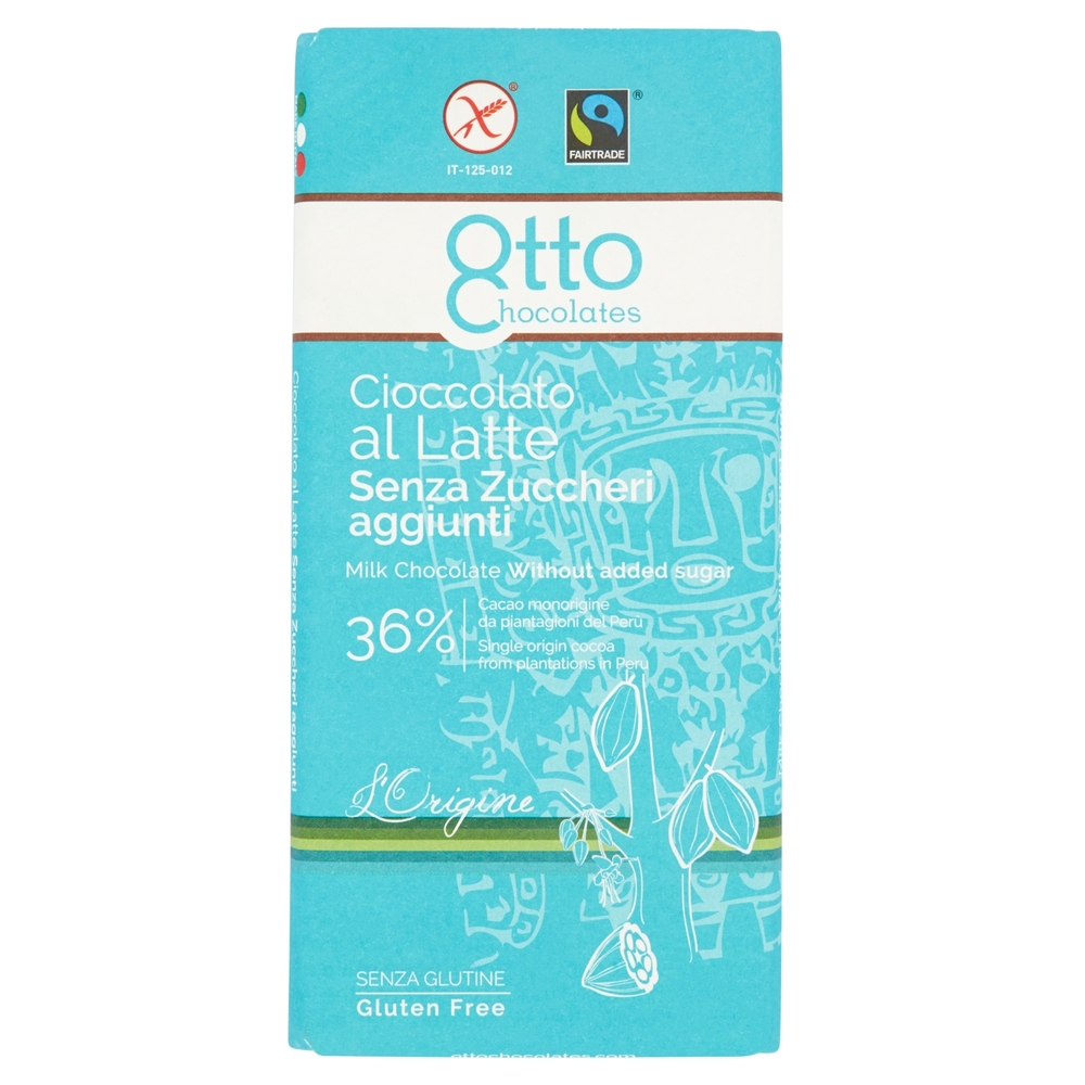 Otto Chocolates Cioccolato al Latte Senza Zuccheri aggiunti 36% 100 g