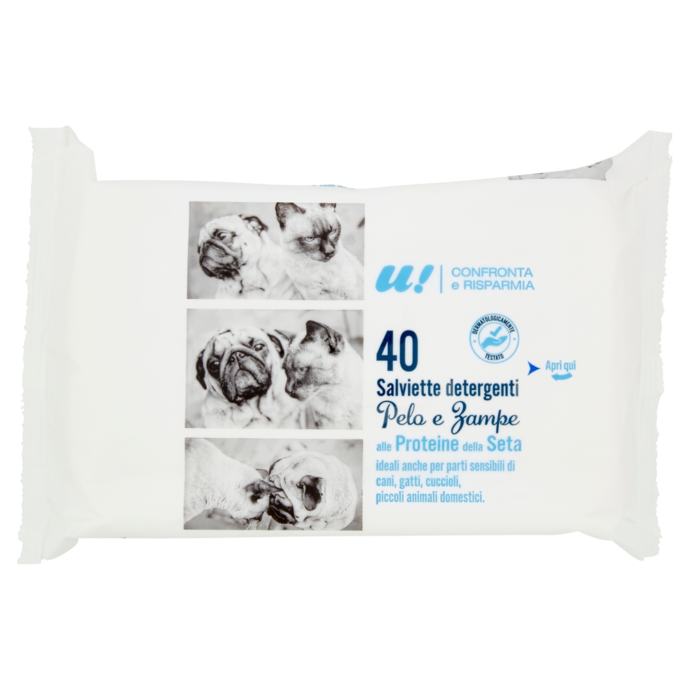 40 Salviette Detergenti Pelo e Zampe U! Confronta e Risparmia