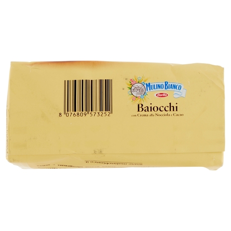 Mulino Bianco Baiocchi Biscotti Snack Farciti con Crema alla Nocciola e Cacao 260g