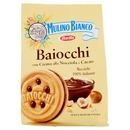 Mulino Bianco Baiocchi Biscotti Snack Farciti con Crema alla Nocciola e Cacao 260g