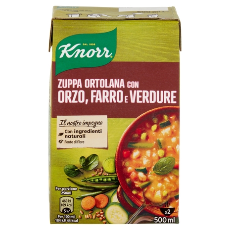 Knorr Zuppa Ortolana con Orzo, Farro e Verdure 500 ml