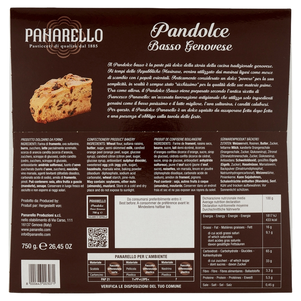 Panarello Pandolce Basso Genovese 750 g