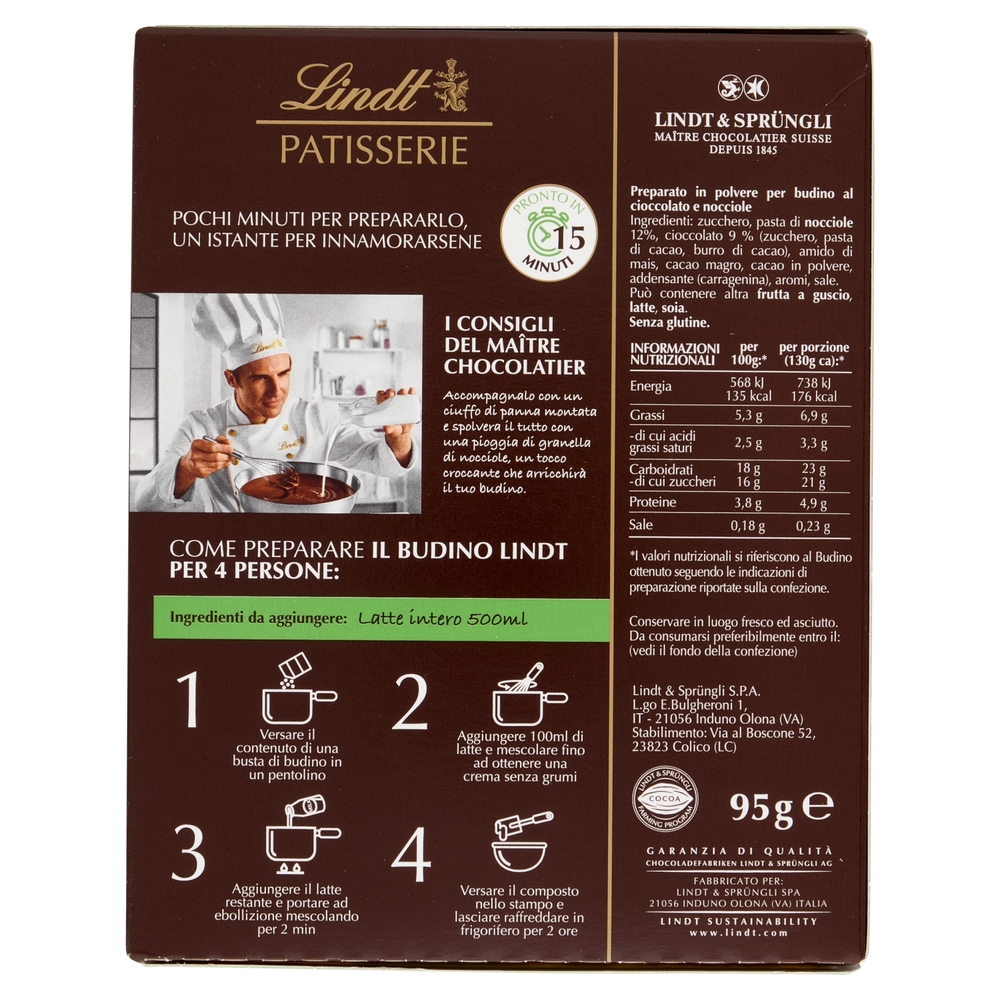 Lindt Budino Preparato per dolci Cioccolato alle nocciole 95 g