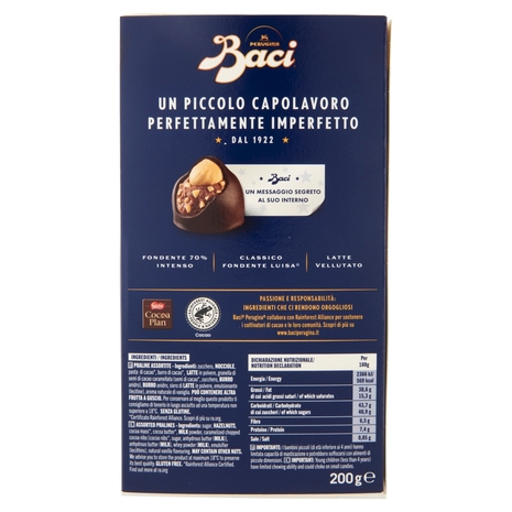 BACI PERUGINA Assortiti Cioccolatini ripieni al Gianduia e Nocciola intera scatola 200 g