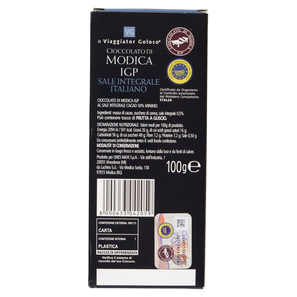 Cioccolato di Modica IGP Sale Integrale Il Viaggiator Goloso