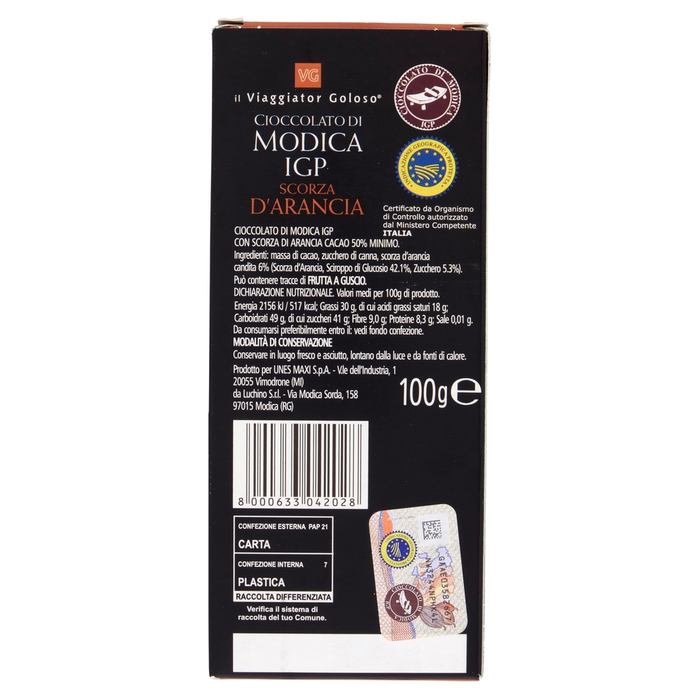 Cioccolato di Modica IGP Scorza d'Arancia Il Viaggiator Goloso