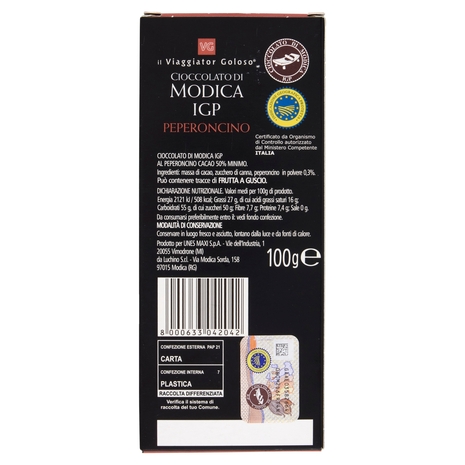 Cioccolato di Modica IGP Peperoncino Il Viaggiator Goloso