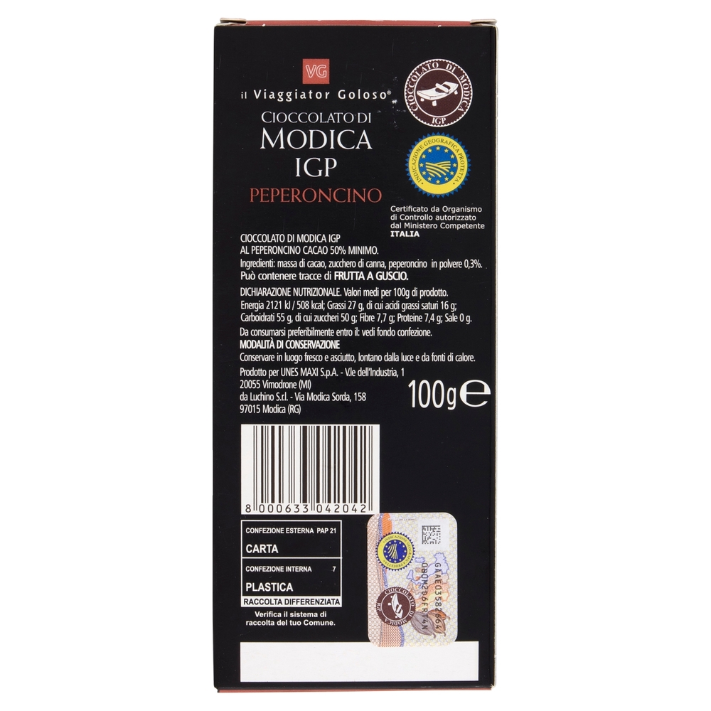 Cioccolato di Modica IGP Peperoncino Il Viaggiator Goloso