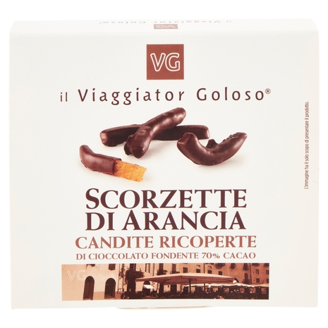 Scorzette di Arancia Candite Ricoperte di Cioccolato Fondente Il Viaggiator Goloso