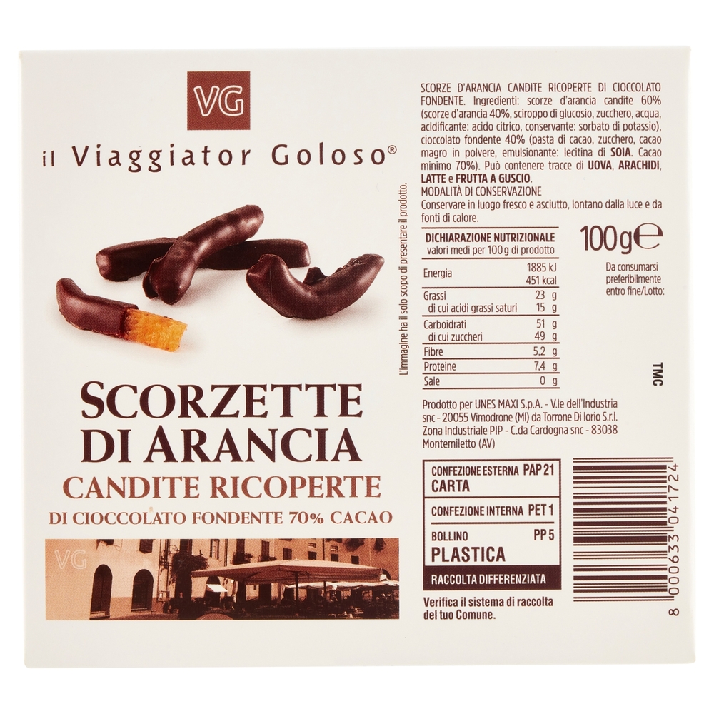 Scorzette di Arancia Candite Ricoperte di Cioccolato Fondente Il Viaggiator Goloso