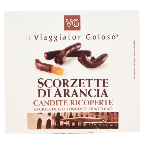 Scorzette di Arancia Candite Ricoperte di Cioccolato Fondente Il Viaggiator Goloso