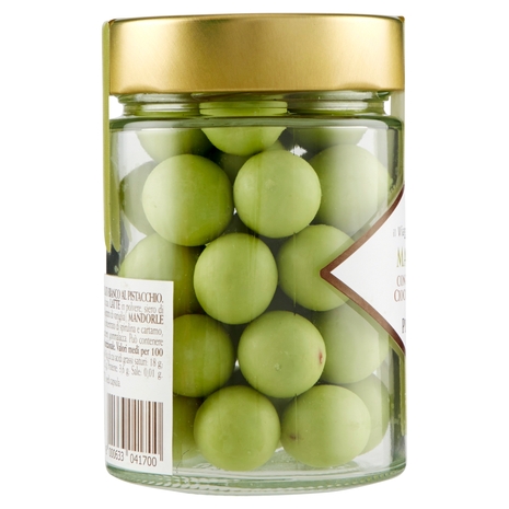 MANDORLE ricoperte di cioccolato bianco al pistacchio il Viaggiator Goloso