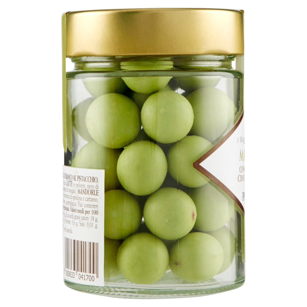 MANDORLE ricoperte di cioccolato bianco al pistacchio il Viaggiator Goloso