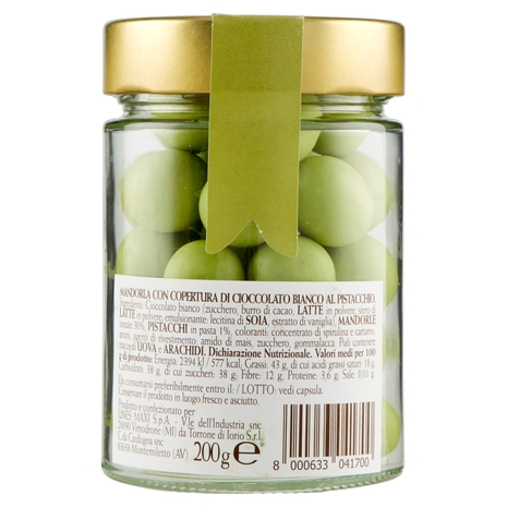 MANDORLE ricoperte di cioccolato bianco al pistacchio il Viaggiator Goloso