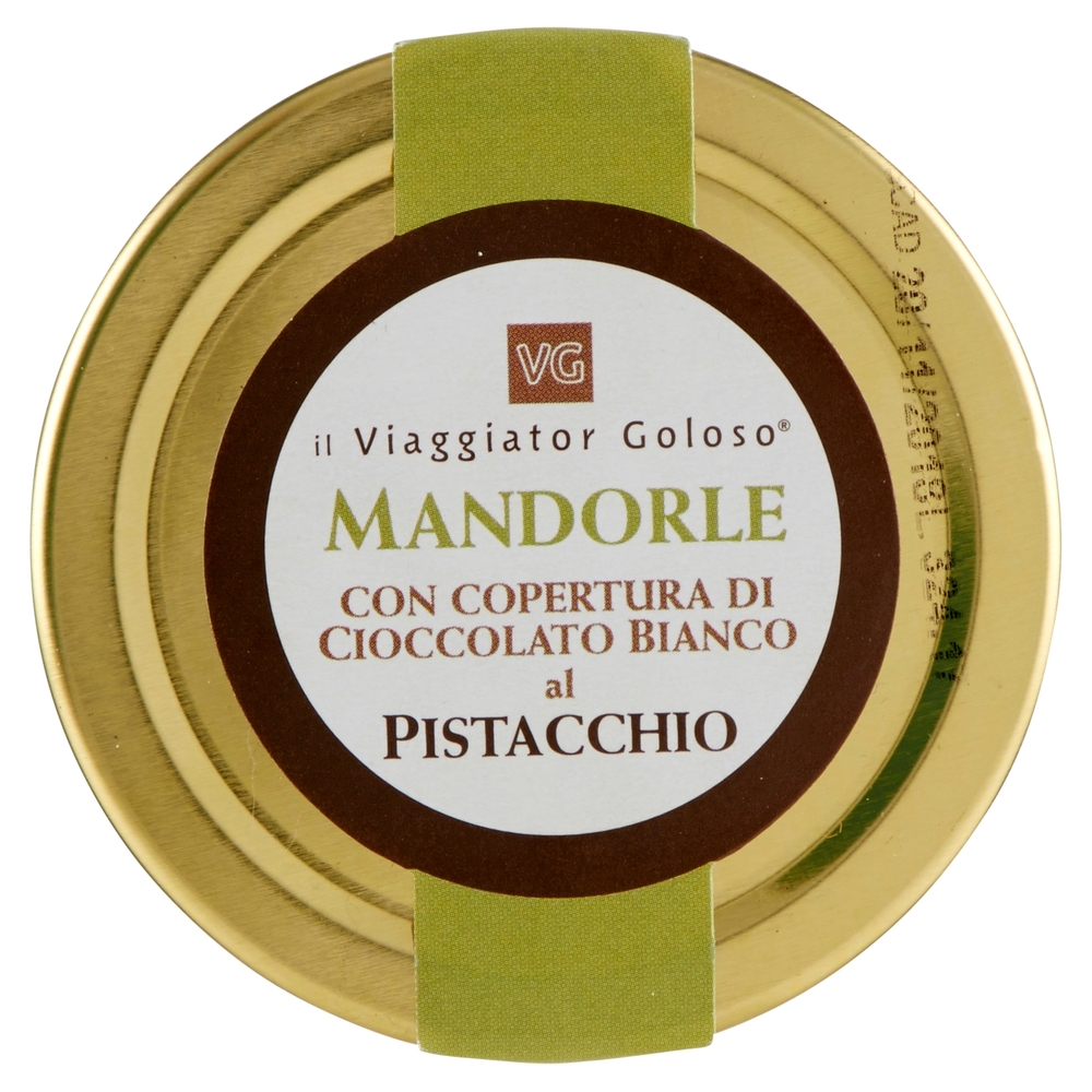 MANDORLE ricoperte di cioccolato bianco al pistacchio il Viaggiator Goloso