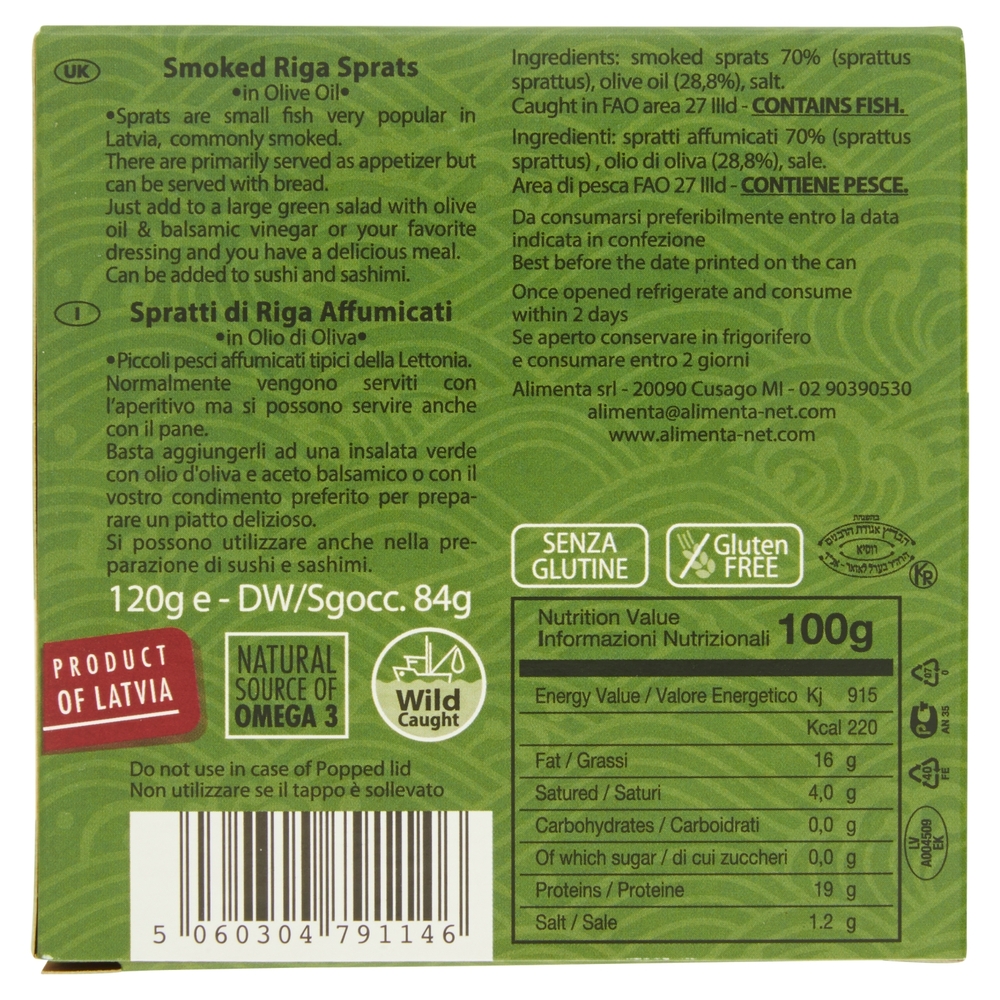 Save Spratti di Riga Affumicati in Olio di Oliva 120 g