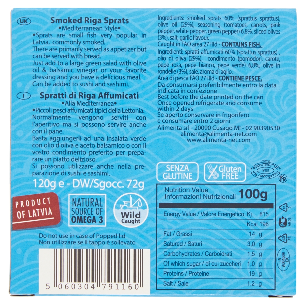 Save Spratti di Riga Affumicati alla Mediterranea 120 g