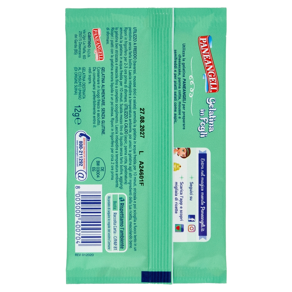 PANEANGELI Gelatina in Fogli 12 g