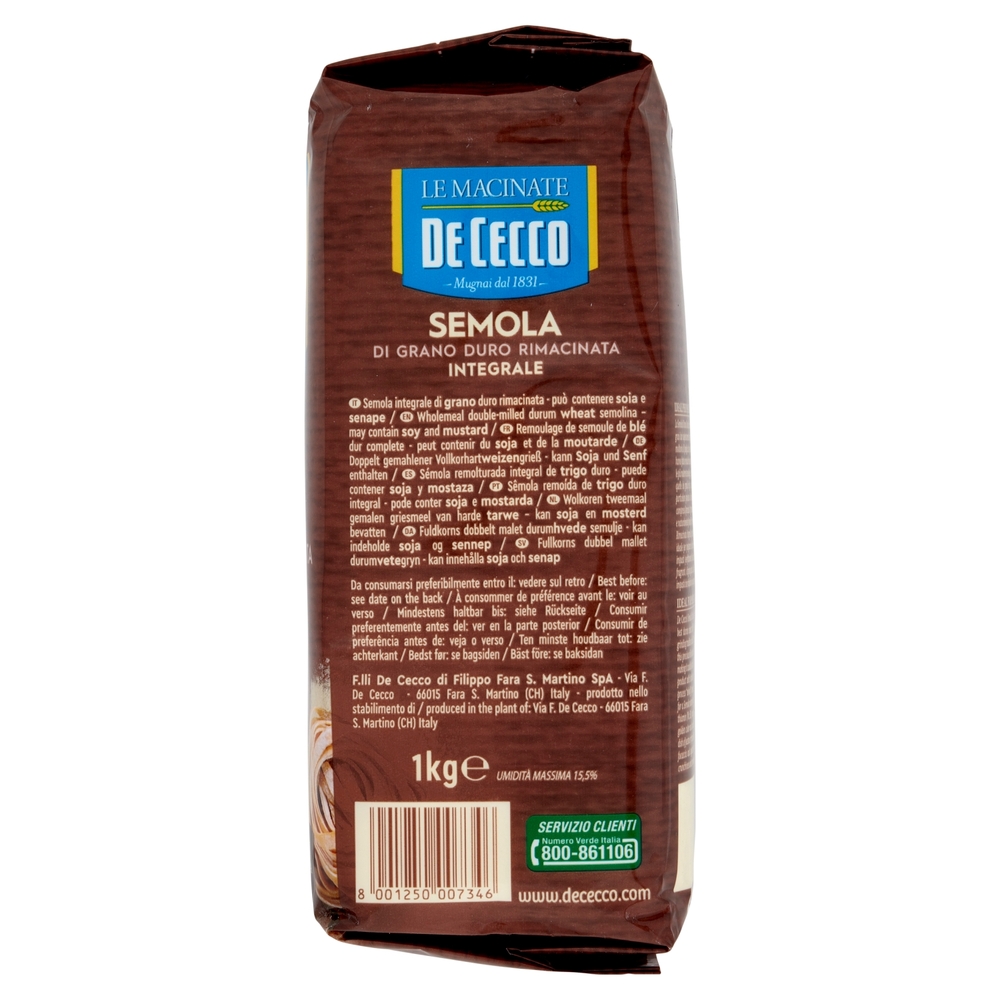 De Cecco Le Macinate Semola di Grano Duro Rimacinata Integrale