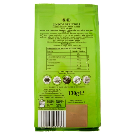 Lindt Ovetti di cioccolato Pasqua Cioccolato con nocciole Cioccolato fondente 130 g