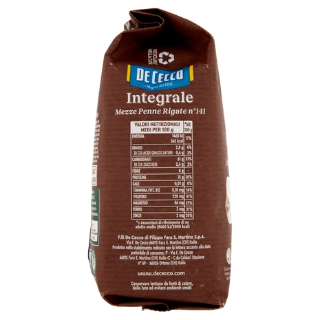 De Cecco Integrale Mezze Penne Rigate n° 141 500 g
