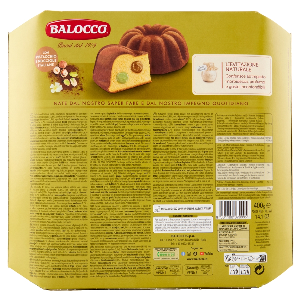 Balocco Torte in Festa Voglia di Pistacchio e Nocciola 400 g