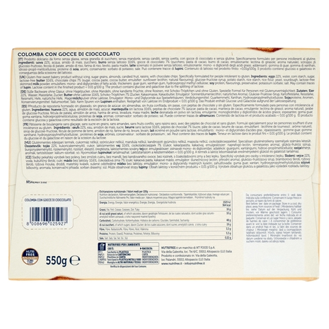 Nutrifree Colomba Senza glutine con Gocce di Cioccolato 550 g