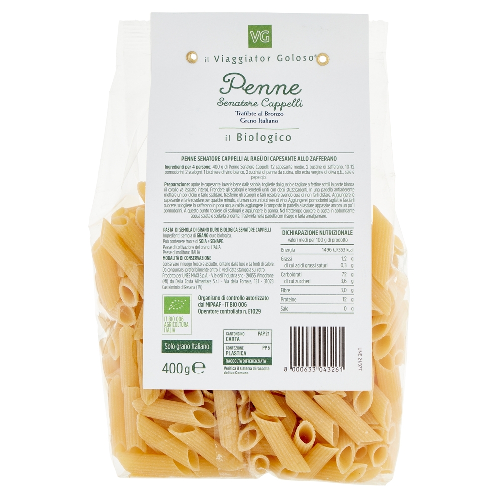 Penne Senatore Cappelli BIO Il Viaggiator Goloso