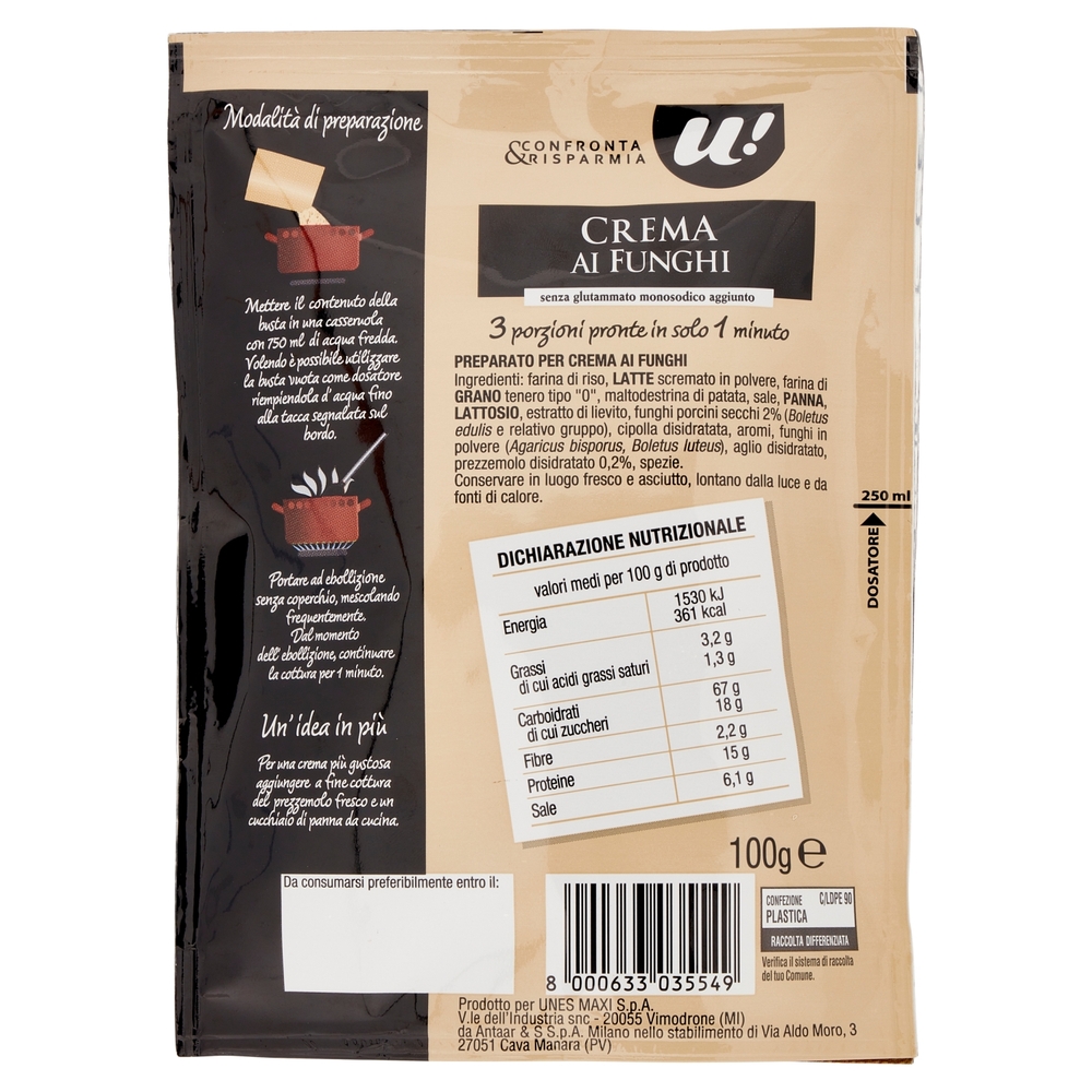 Crema ai Funghi U! Confronta e Risparmia