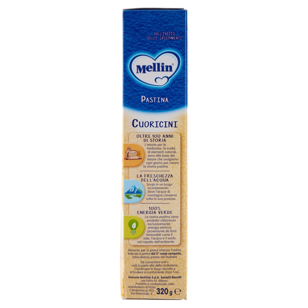 MELLIN Pastina 100% Naturale Cuoricini con farina Grano Tenero 320 g