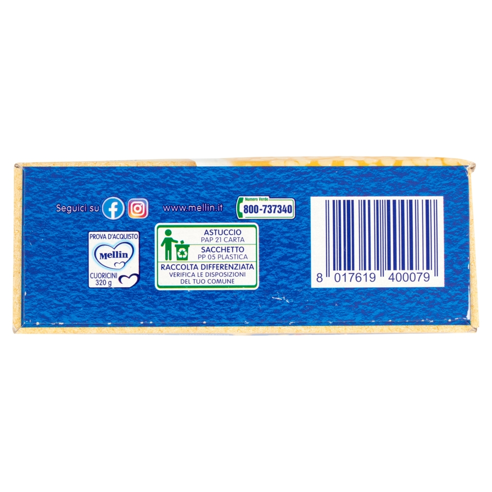 MELLIN Pastina 100% Naturale Cuoricini con farina Grano Tenero 320 g