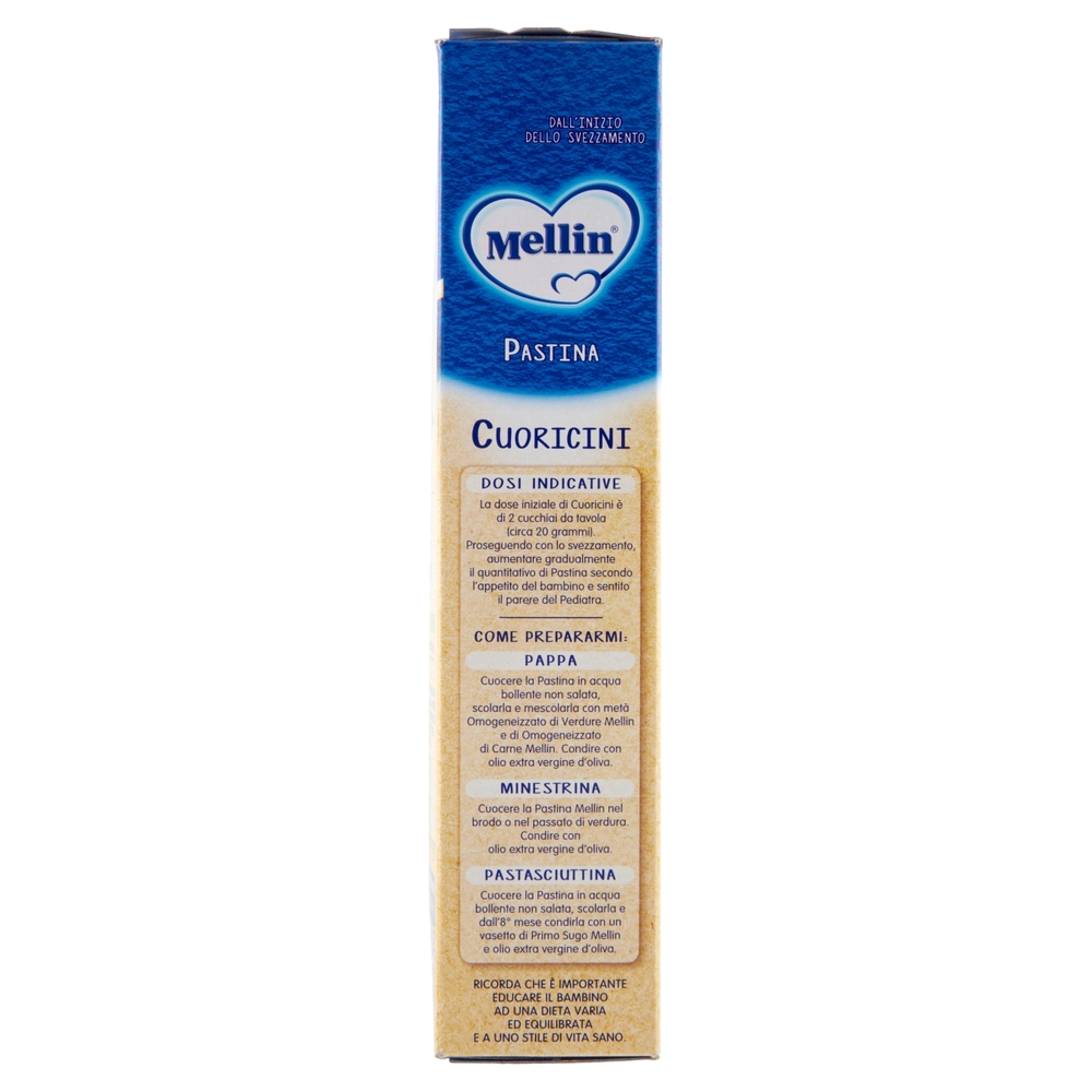 MELLIN Pastina 100% Naturale Cuoricini con farina Grano Tenero 320 g