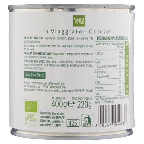 FAGIOLINI EXTRA FINI il Viaggiator Goloso il Biologico