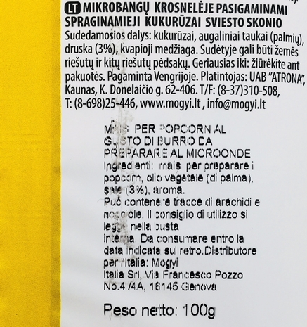 mogyi Micro Pop Butter Flavoured 100 g