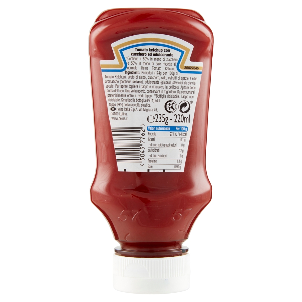 Heinz Tomato Ketchup 50% Meno Zucchero e Sale* 220 ml