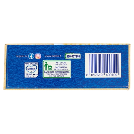 MELLIN Pastina 100% Naturale Stelline con farina Grano Tenero 320 g