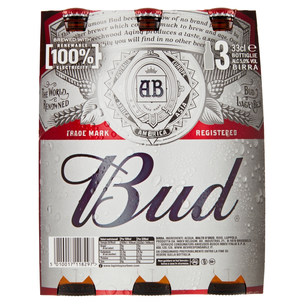BUD Birra lager americana bottiglia 3x33cl