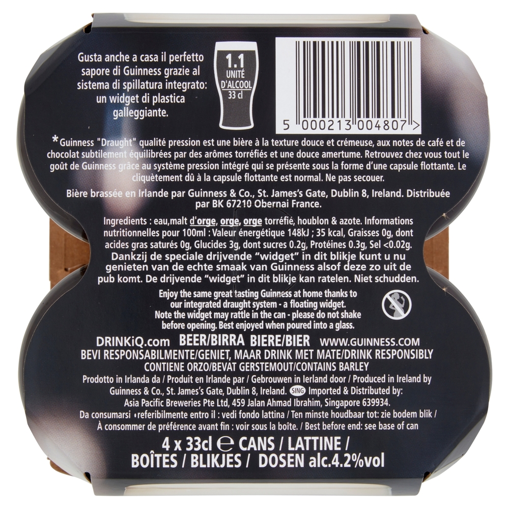Guinness Draught Stout 4 x 330 ml