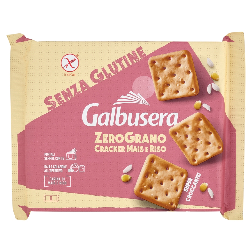 Galbusera ZeroGrano Senza Glutine Cracker con Mais e Riso 8 x 40 g