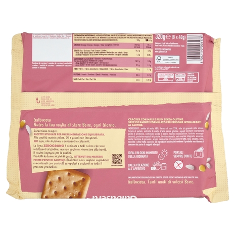 Galbusera ZeroGrano Senza Glutine Cracker con Mais e Riso 8 x 40 g